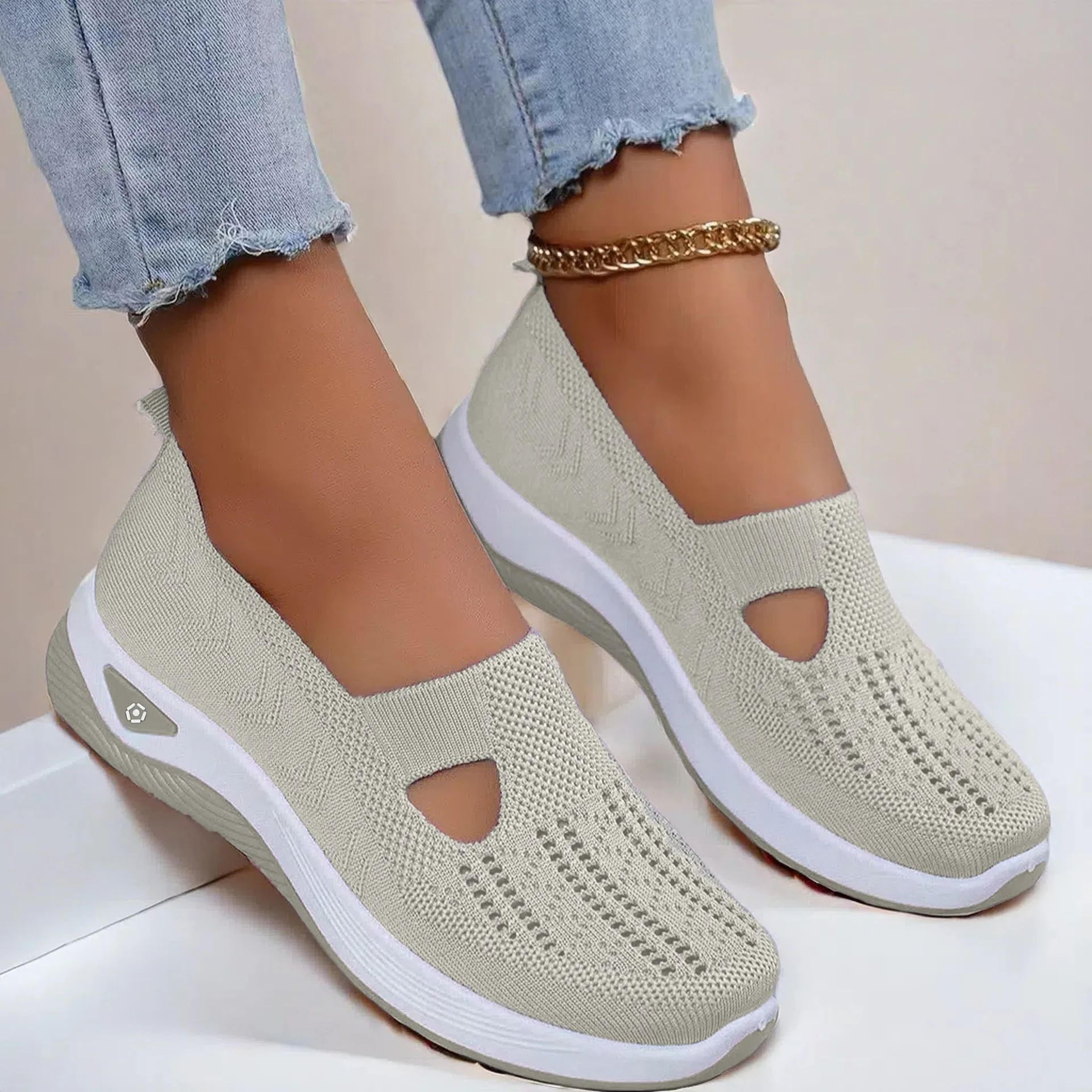 Women's Breathable Walking Flats — Non-Slip Soft Sole Slip-On Comfort Shoes