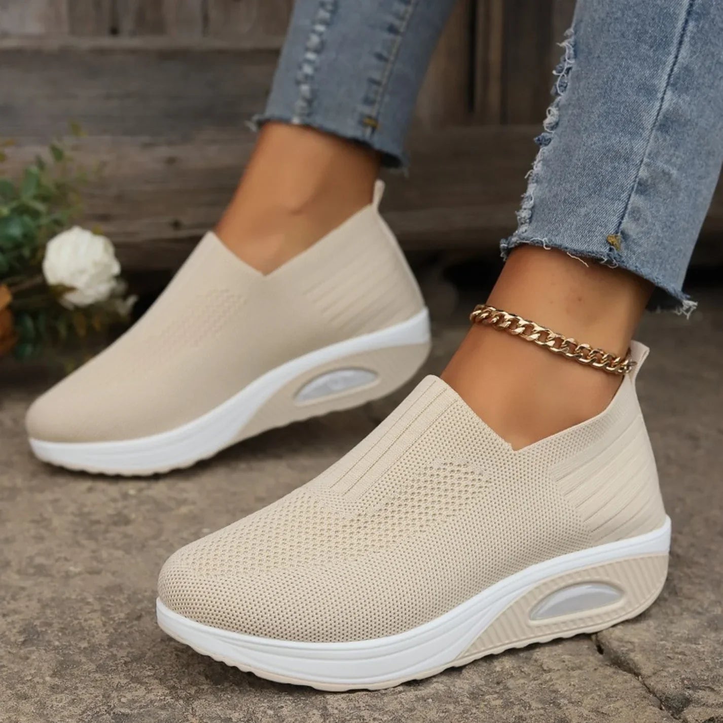 Women's Orthopedic Slip-On Sneakers — Air Cushion Platform for All-Day Comfort