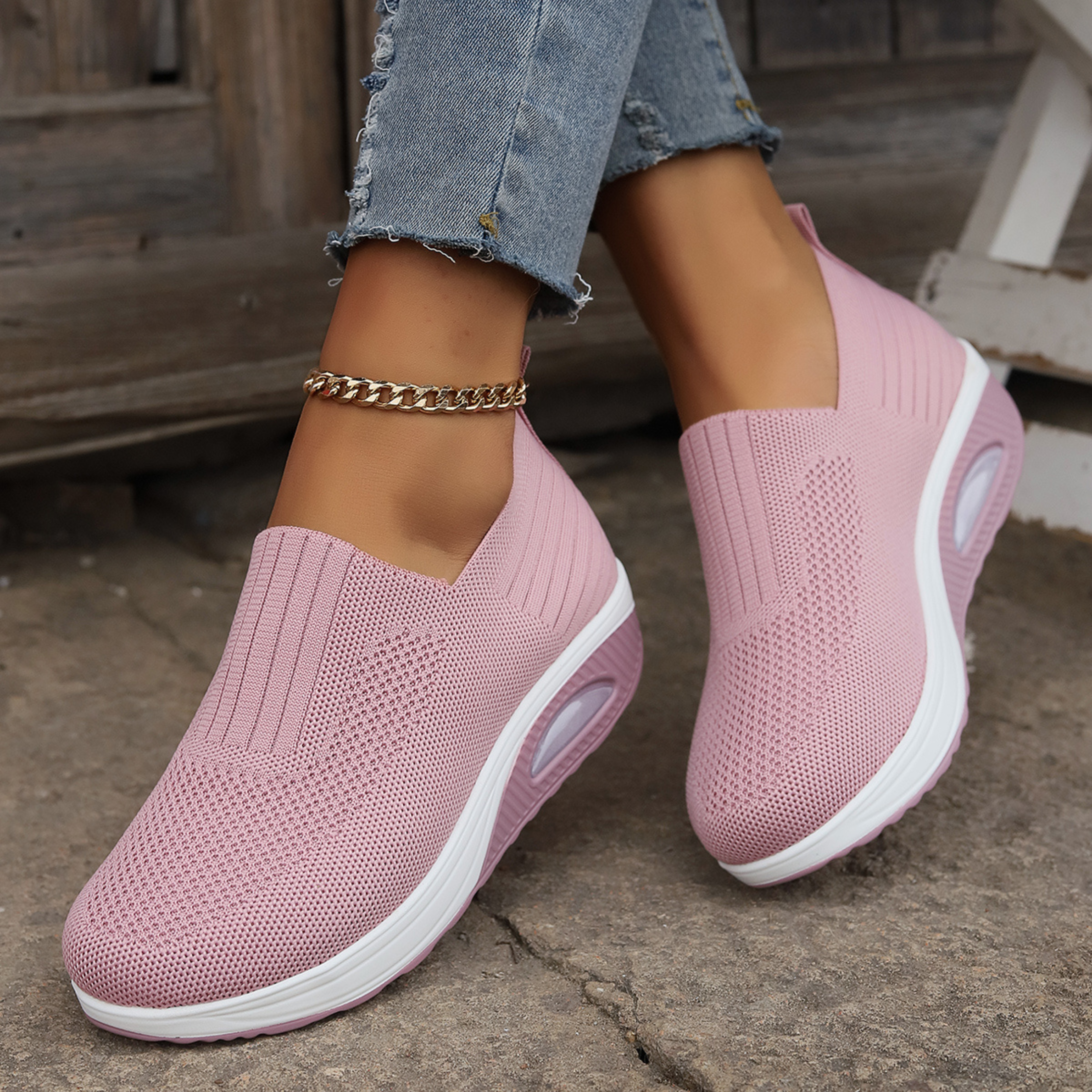 Women's Orthopedic Slip-On Sneakers — Air Cushion Platform for All-Day Comfort