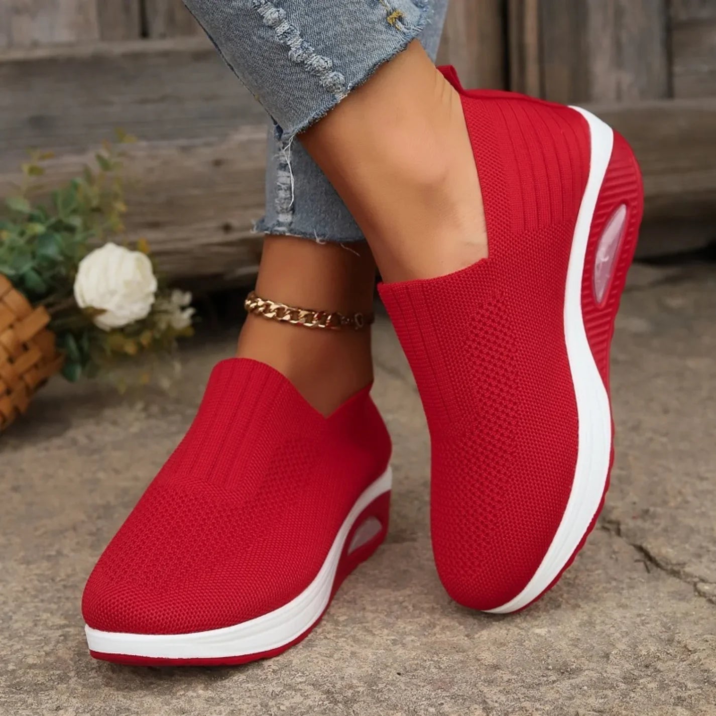Women's Orthopedic Slip-On Sneakers — Air Cushion Platform for All-Day Comfort